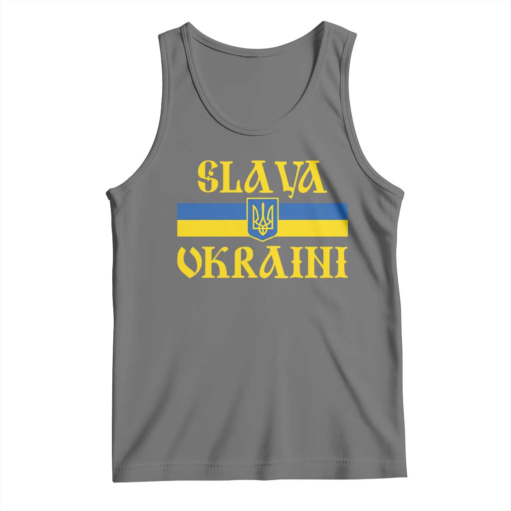 Ukraine Pride Slava Ukraini Tank Top Vintage Ukrainian Flag TS11 Black Heather Print Your Wear