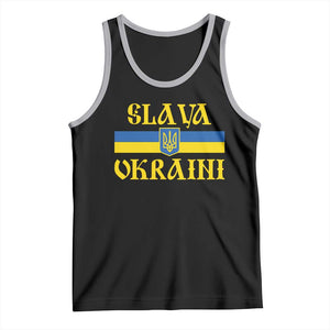 Ukraine Pride Slava Ukraini Tank Top Vintage Ukrainian Flag TS11 Black Athletic Heather Print Your Wear