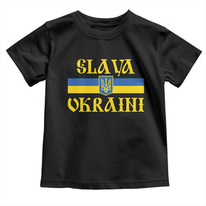 Ukraine Pride Slava Ukraini Toddler T Shirt Vintage Ukrainian Flag TS11 Black Print Your Wear