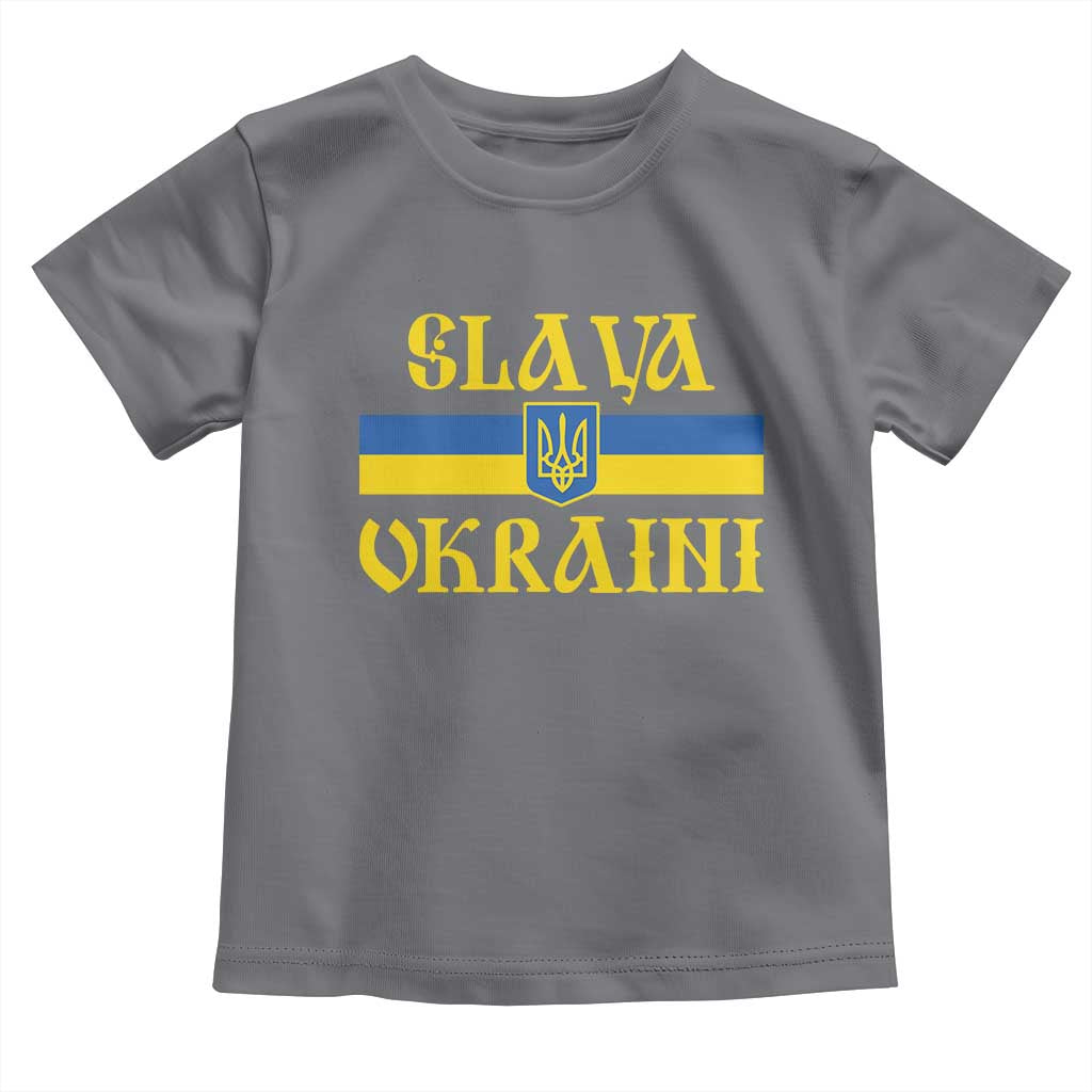 Ukraine Pride Slava Ukraini Toddler T Shirt Vintage Ukrainian Flag TS11 Charcoal Print Your Wear