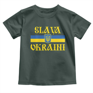 Ukraine Pride Slava Ukraini Toddler T Shirt Vintage Ukrainian Flag TS11 Dark Forest Green Print Your Wear