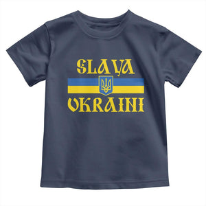 Ukraine Pride Slava Ukraini Toddler T Shirt Vintage Ukrainian Flag TS11 Navy Print Your Wear