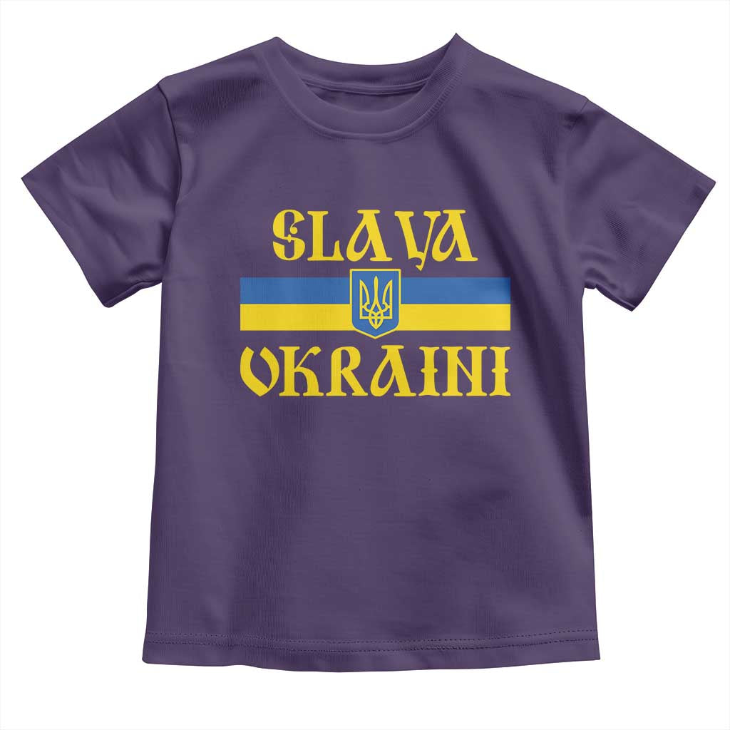 Ukraine Pride Slava Ukraini Toddler T Shirt Vintage Ukrainian Flag TS11 Purple Print Your Wear