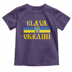 Ukraine Pride Slava Ukraini Toddler T Shirt Vintage Ukrainian Flag TS11 Purple Print Your Wear
