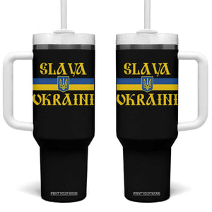 Ukraine Pride Slava Ukraini Tumbler With Handle Vintage Ukrainian Flag TS11 One Size: 40 oz Black Print Your Wear
