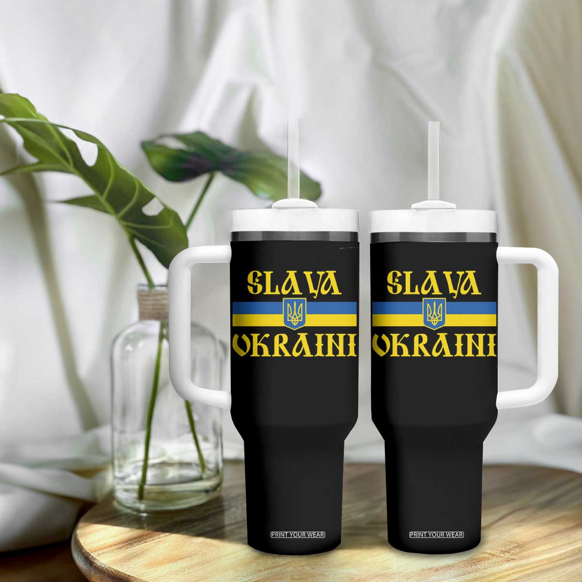 Ukraine Pride Slava Ukraini Tumbler With Handle Vintage Ukrainian Flag TS11 Print Your Wear