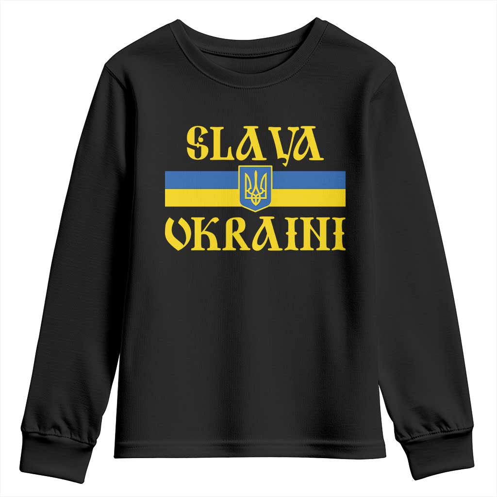 Ukraine Pride Slava Ukraini Youth Sweatshirt Vintage Ukrainian Flag TS11 Black Print Your Wear