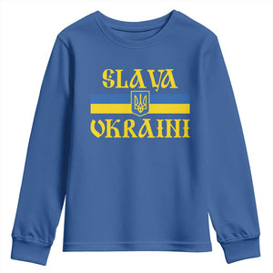 Ukraine Pride Slava Ukraini Youth Sweatshirt Vintage Ukrainian Flag TS11 Royal Blue Print Your Wear