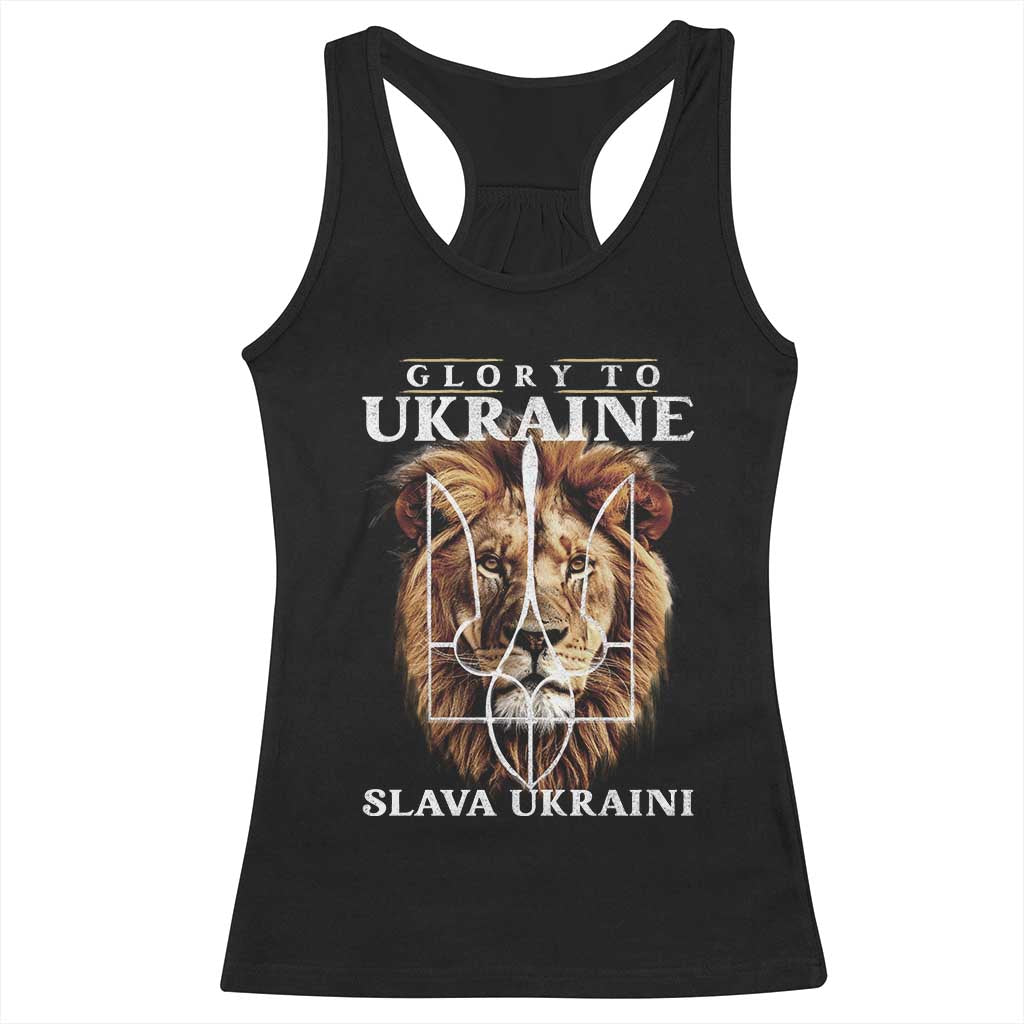 Glory To Ukraine Slava Ukraini Racerback Tank Top Lion King TS11 Black Print Your Wear