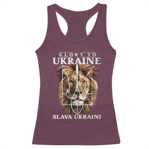 Glory To Ukraine Slava Ukraini Racerback Tank Top Lion King TS11 Maroon Print Your Wear