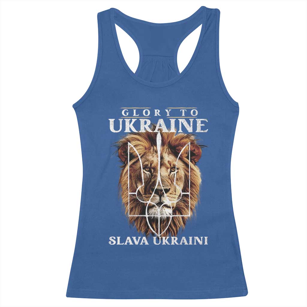 Glory To Ukraine Slava Ukraini Racerback Tank Top Lion King TS11 Royal Blue Print Your Wear