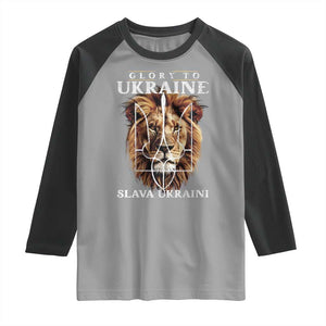 Glory To Ukraine Slava Ukraini Raglan Shirt Lion King TS11 Sport Gray Black Print Your Wear
