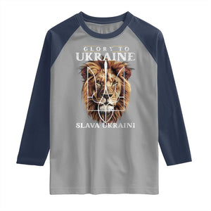 Glory To Ukraine Slava Ukraini Raglan Shirt Lion King TS11 Sport Gray Navy Print Your Wear