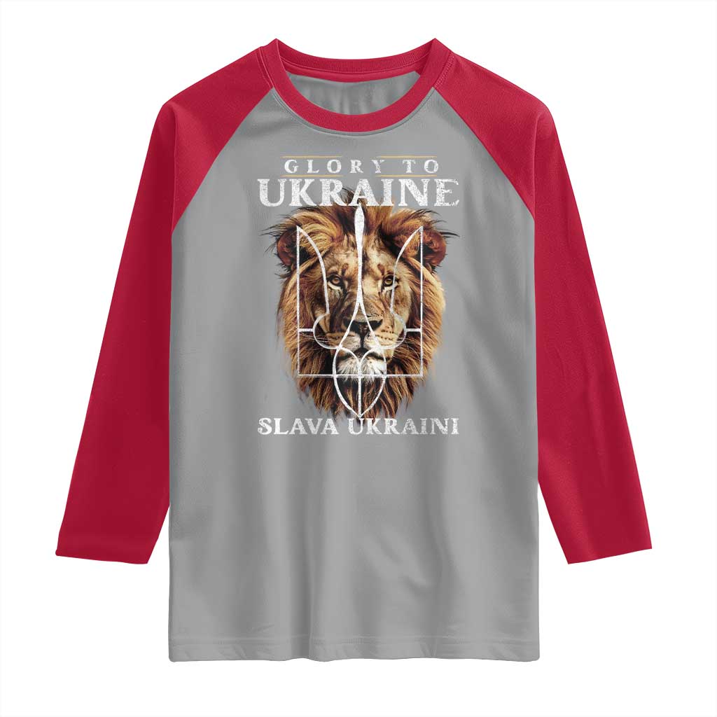 Glory To Ukraine Slava Ukraini Raglan Shirt Lion King TS11 Sport Gray Red Print Your Wear