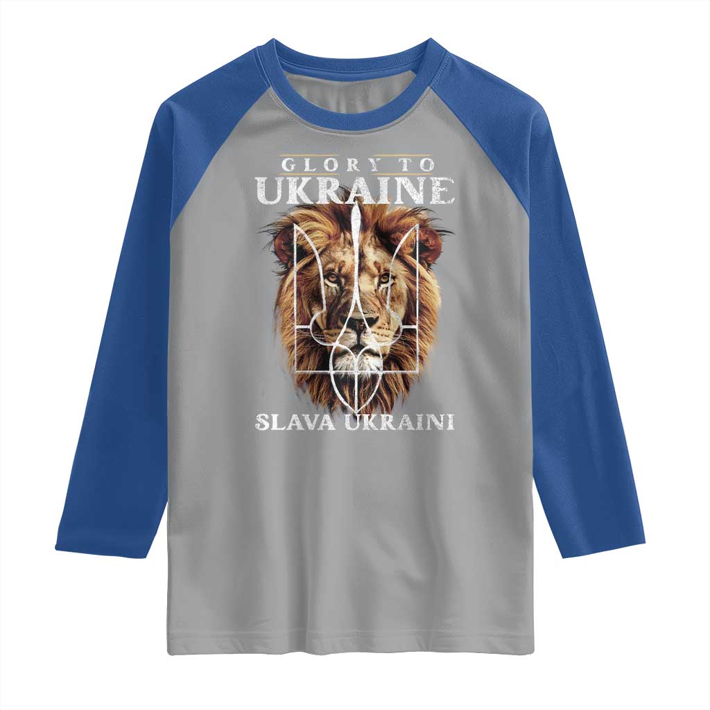Glory To Ukraine Slava Ukraini Raglan Shirt Lion King TS11 Sport Gray Royal Print Your Wear