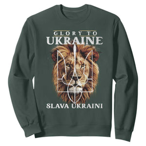 Glory To Ukraine Slava Ukraini Sweatshirt Lion King TS11 Dark Forest Green Print Your Wear