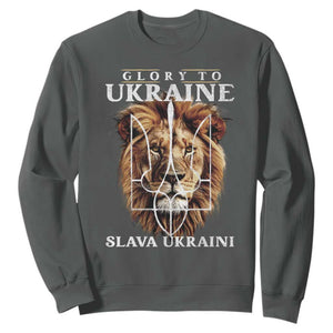 Glory To Ukraine Slava Ukraini Sweatshirt Lion King TS11 Dark Heather Print Your Wear
