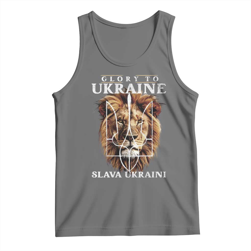 Glory To Ukraine Slava Ukraini Tank Top Lion King TS11 Black Heather Print Your Wear