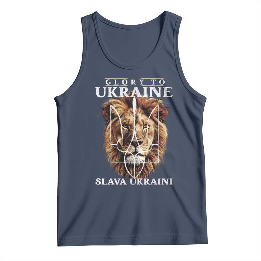 Glory To Ukraine Slava Ukraini Tank Top Lion King TS11 Navy Print Your Wear