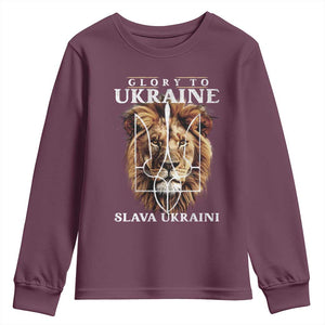 Glory To Ukraine Slava Ukraini Youth Sweatshirt Lion King TS11 Maroon Print Your Wear