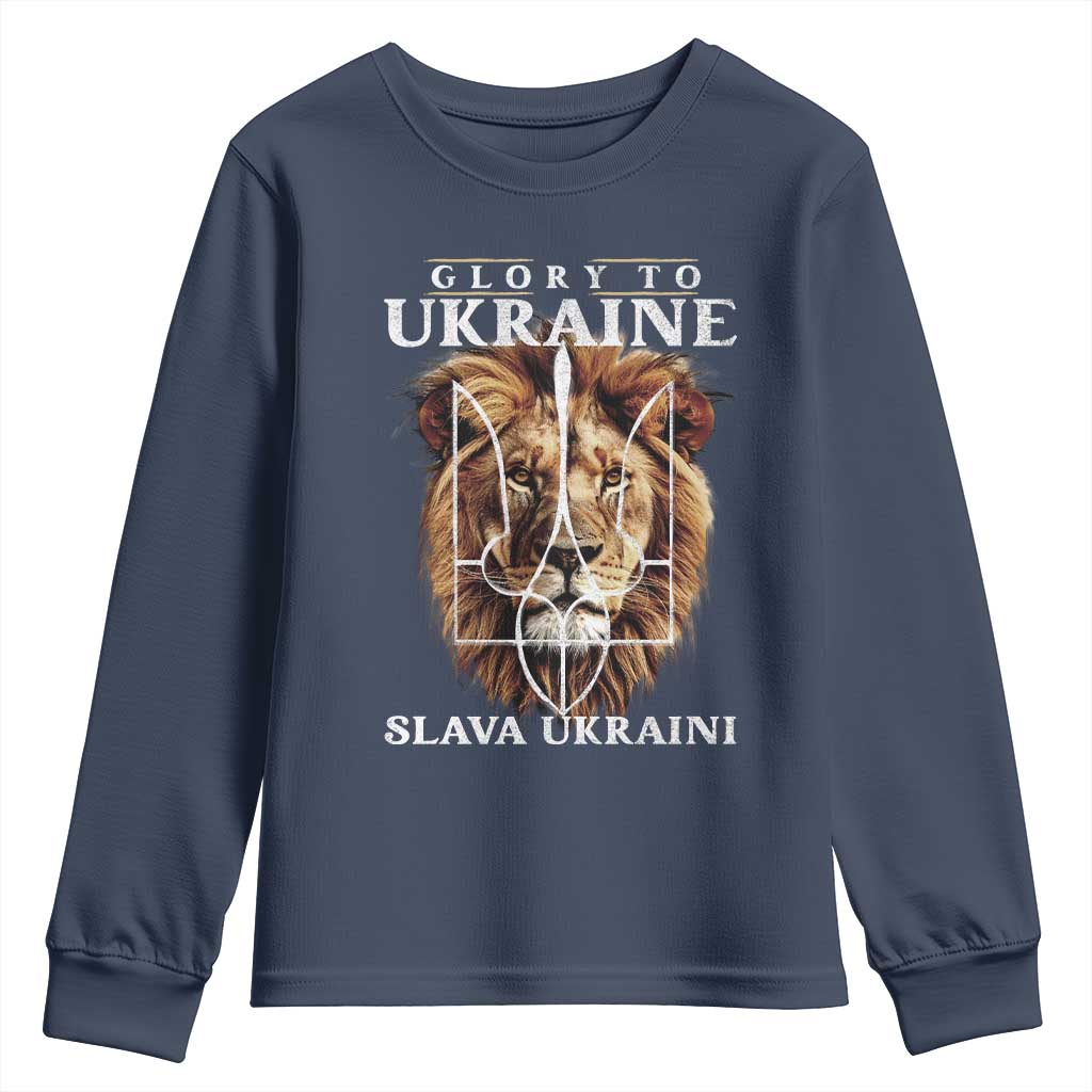 Glory To Ukraine Slava Ukraini Youth Sweatshirt Lion King TS11 Navy Print Your Wear