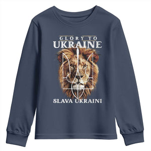 Glory To Ukraine Slava Ukraini Youth Sweatshirt Lion King TS11 Navy Print Your Wear