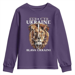 Glory To Ukraine Slava Ukraini Youth Sweatshirt Lion King TS11 Purple Print Your Wear