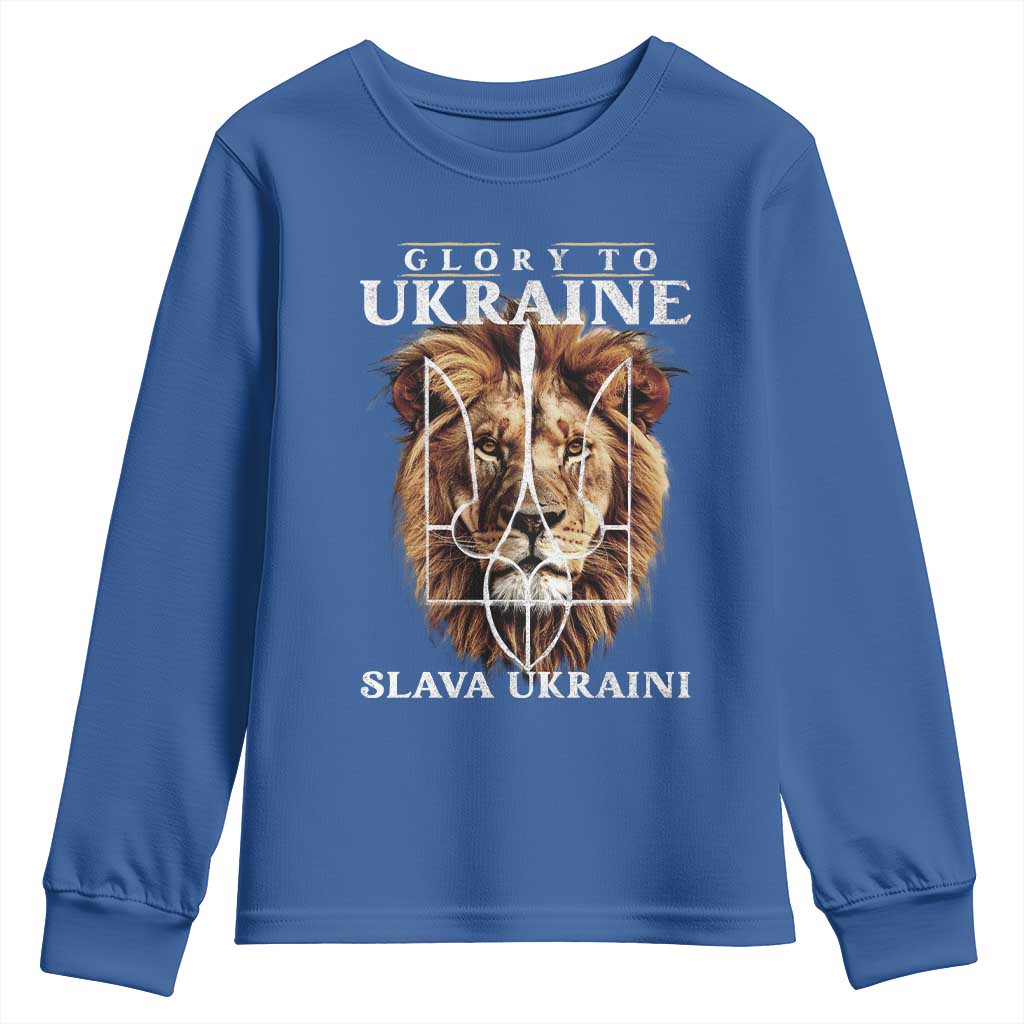 Glory To Ukraine Slava Ukraini Youth Sweatshirt Lion King TS11 Royal Blue Print Your Wear