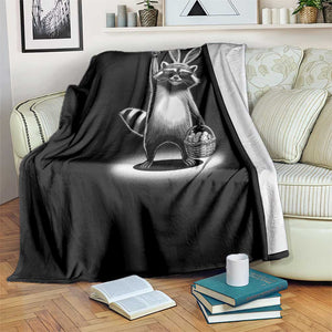 Retro Easter Raccoon Bunny Rock Hand Trash Panda Throw Blanket TS11 Print Your Wear