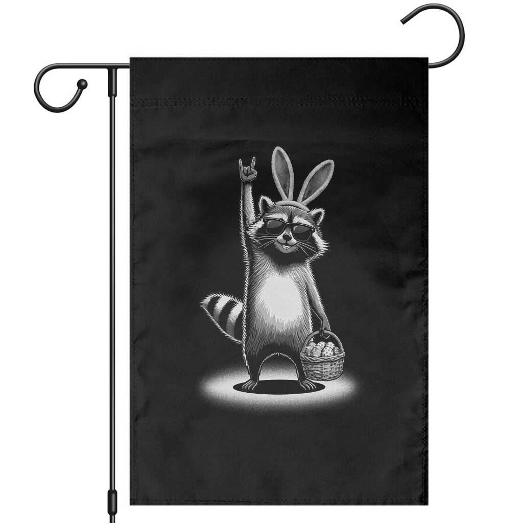 Retro Easter Raccoon Bunny Rock Hand Trash Panda Garden Flag TS11 Black Print Your Wear