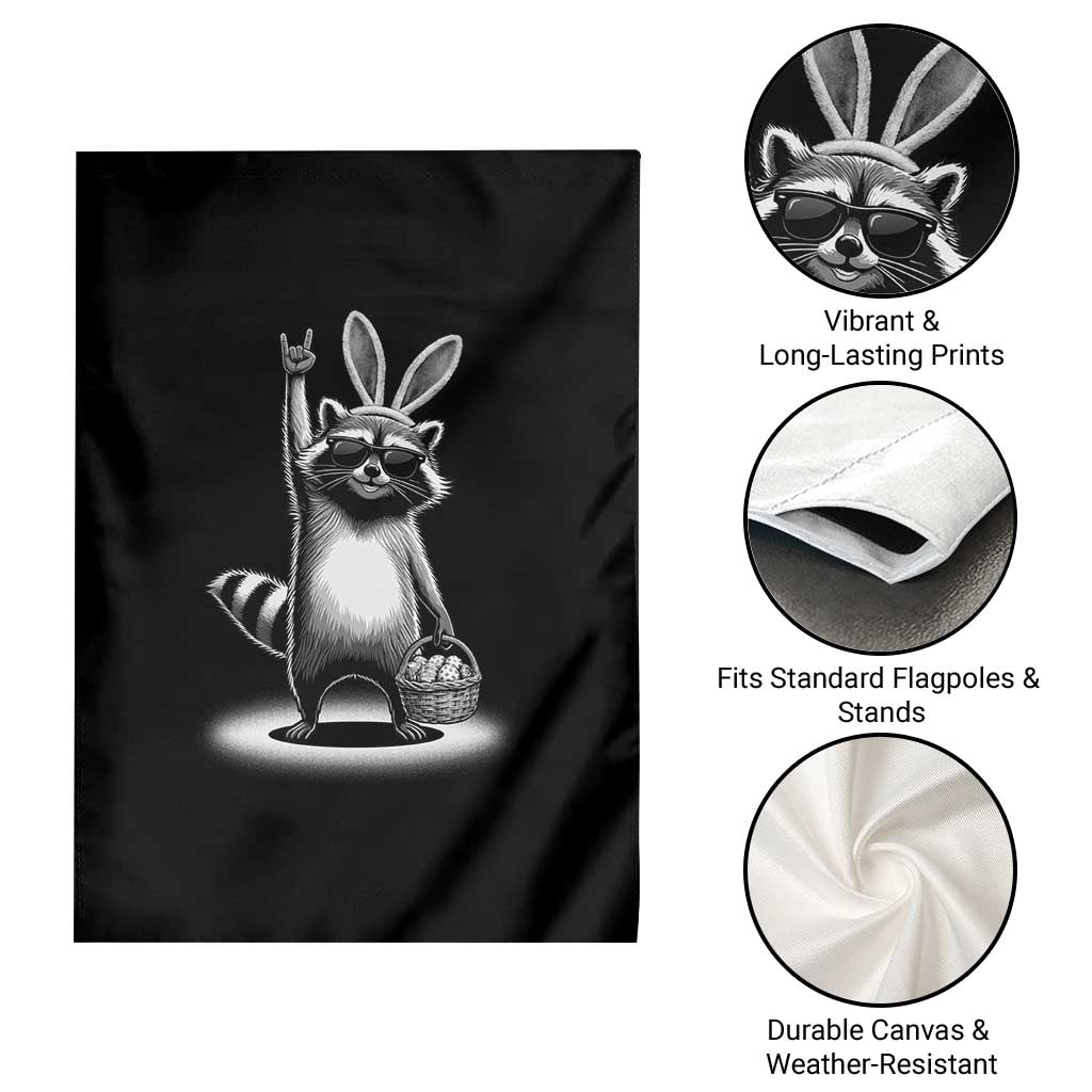 Retro Easter Raccoon Bunny Rock Hand Trash Panda Garden Flag TS11 Print Your Wear
