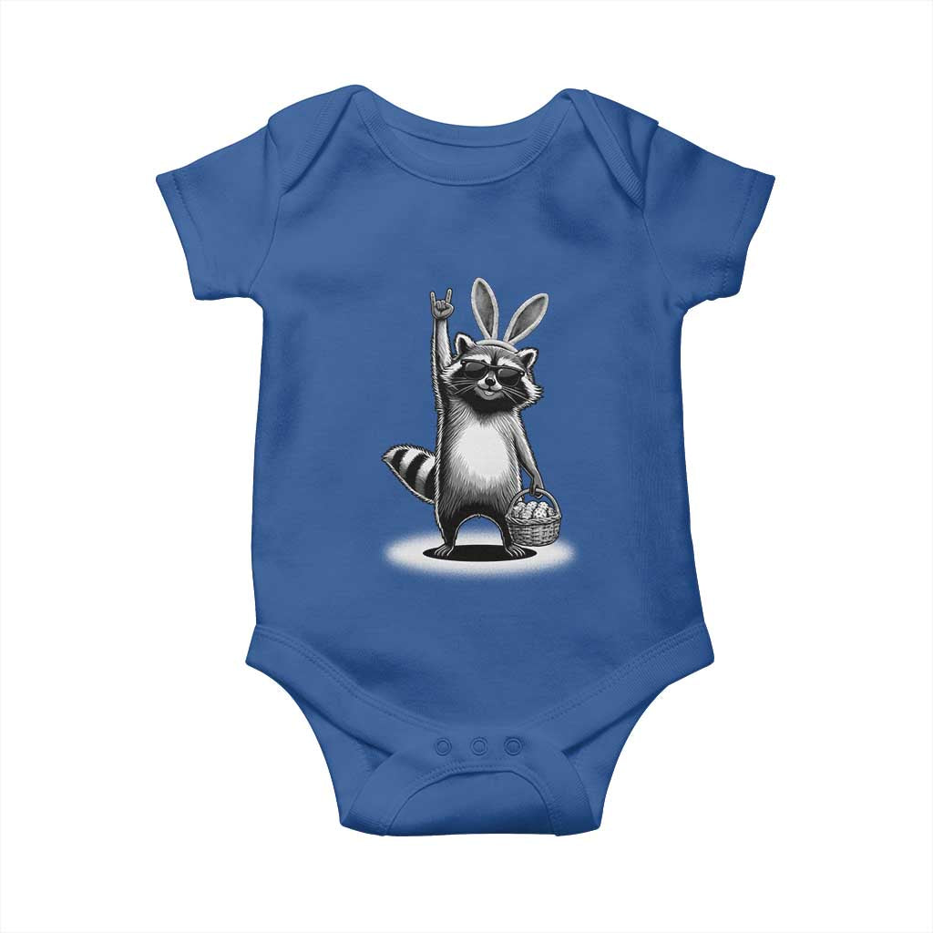 Retro Easter Raccoon Bunny Rock Hand Trash Panda Baby Onesie TS11 Royal Blue Print Your Wear