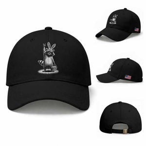 Retro Easter Raccoon Bunny Rock Hand Trash Panda Baseball Cap