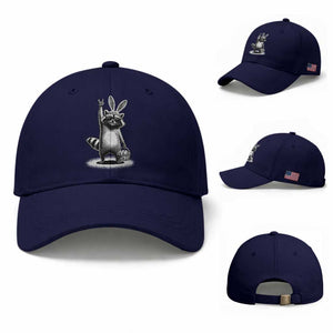Retro Easter Raccoon Bunny Rock Hand Trash Panda Baseball Cap