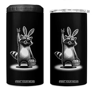 Retro Easter Raccoon Bunny Rock Hand Trash Panda 4 in 1 Can Cooler Tumbler TS11 One Size: 16 oz Black Print Your Wear