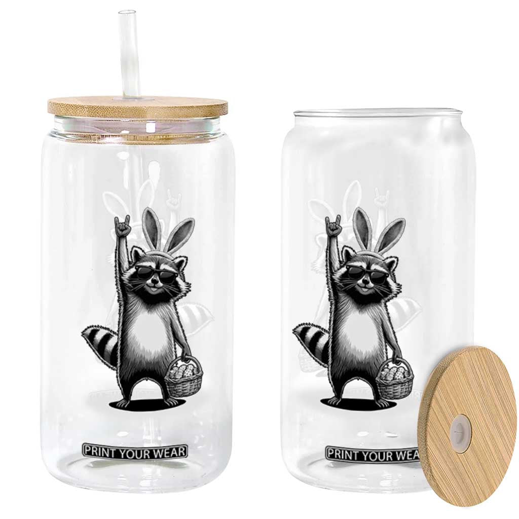 Retro Easter Raccoon Bunny Rock Hand Trash Panda Glass Can TS11 Print Your Wear