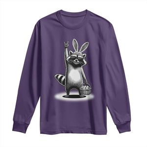 Retro Easter Raccoon Bunny Rock Hand Trash Panda Long Sleeve Shirt TS11 Purple Print Your Wear