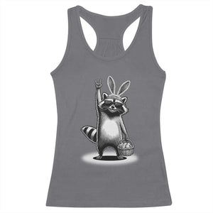 Retro Easter Raccoon Bunny Rock Hand Trash Panda Racerback Tank Top TS11 Charcoal Print Your Wear