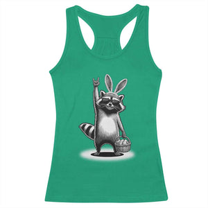 Retro Easter Raccoon Bunny Rock Hand Trash Panda Racerback Tank Top TS11 Irish Green Print Your Wear