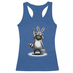 Retro Easter Raccoon Bunny Rock Hand Trash Panda Racerback Tank Top TS11 Royal Blue Print Your Wear
