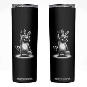 Retro Easter Raccoon Bunny Rock Hand Trash Panda Skinny Tumbler TS11 Black Print Your Wear