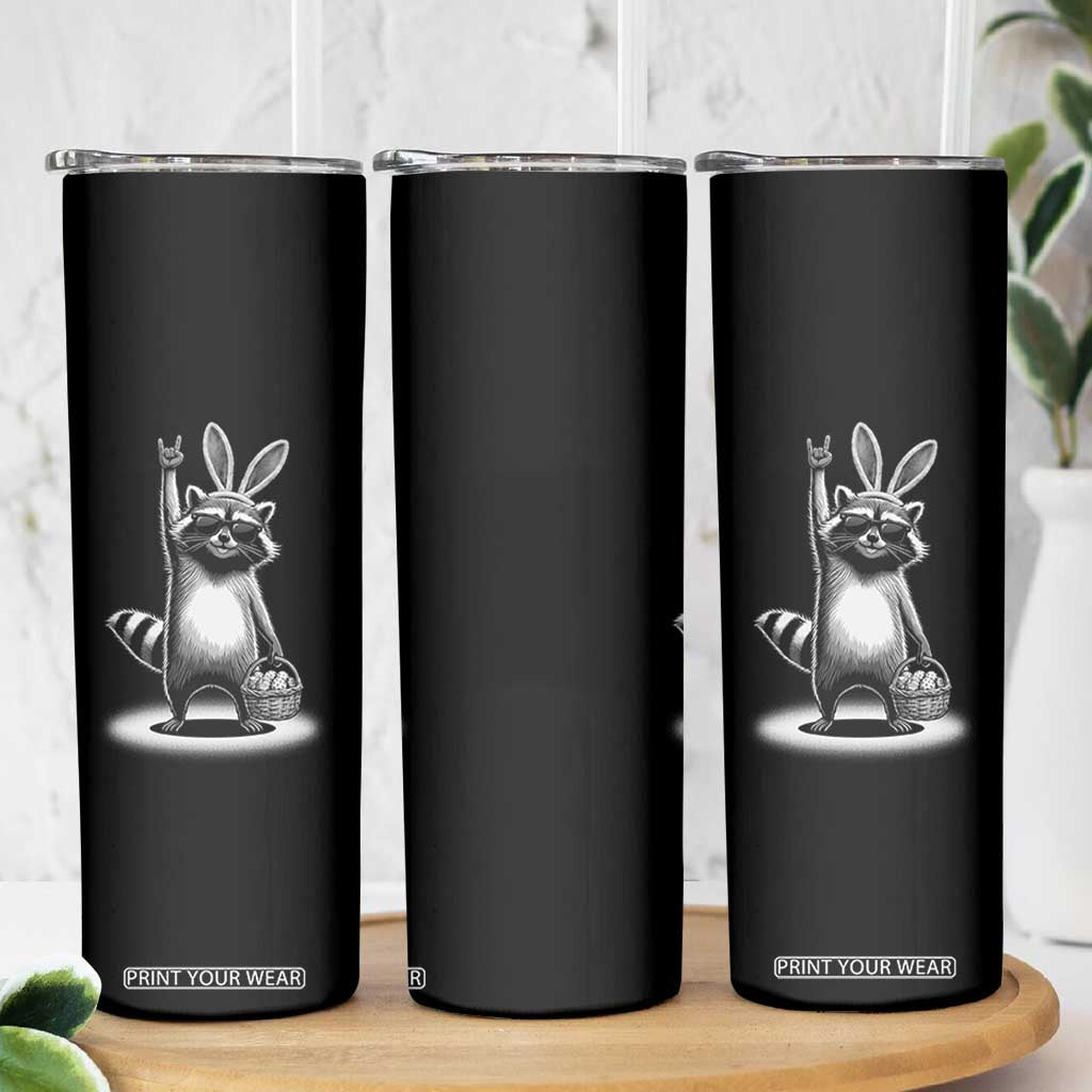 Retro Easter Raccoon Bunny Rock Hand Trash Panda Skinny Tumbler TS11 Print Your Wear