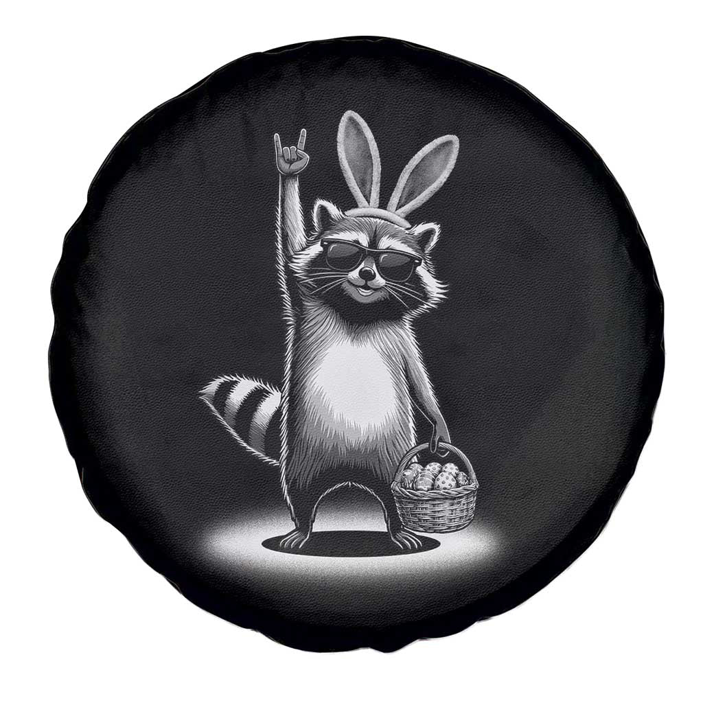 Retro Easter Raccoon Bunny Rock Hand Trash Panda Spare Tire Cover TS11 Print Your Wear