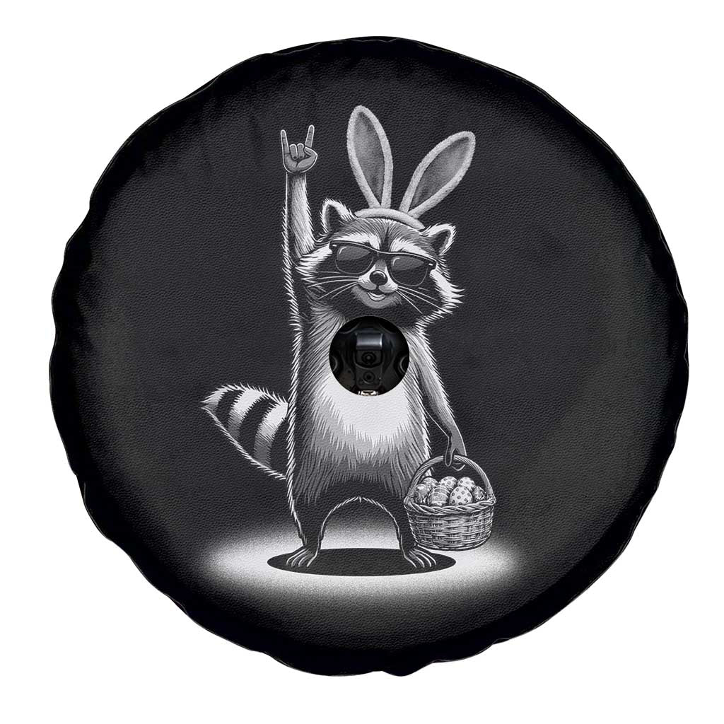 Retro Easter Raccoon Bunny Rock Hand Trash Panda Spare Tire Cover TS11 Print Your Wear