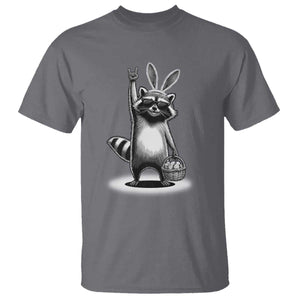 Retro Easter Raccoon Bunny Rock Hand Trash Panda T Shirt TS11 Charcoal Print Your Wear
