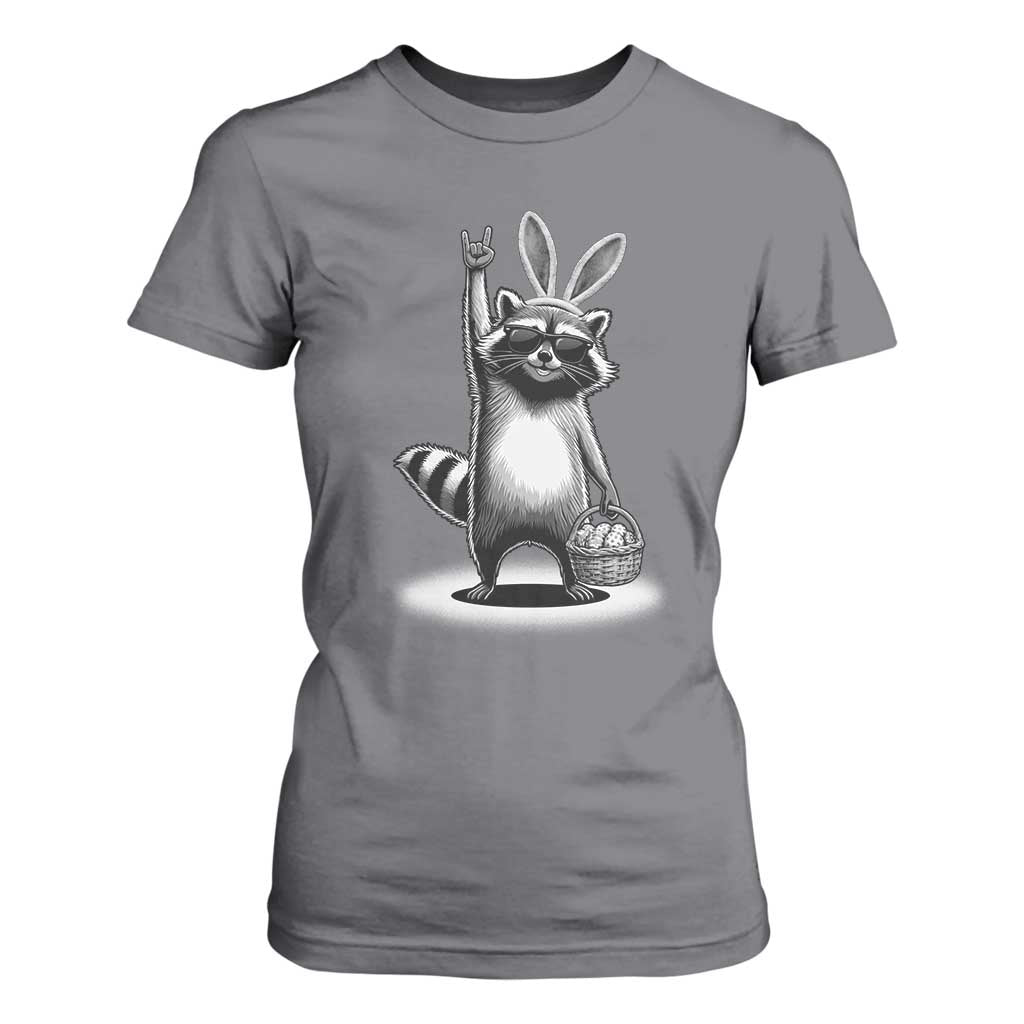 Retro Easter Raccoon Bunny Rock Hand Trash Panda T Shirt For Women TS11 Charcoal Print Your Wear