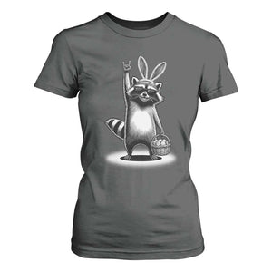 Retro Easter Raccoon Bunny Rock Hand Trash Panda T Shirt For Women TS11 Dark Heather Print Your Wear