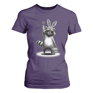 Retro Easter Raccoon Bunny Rock Hand Trash Panda T Shirt For Women TS11 Purple Print Your Wear