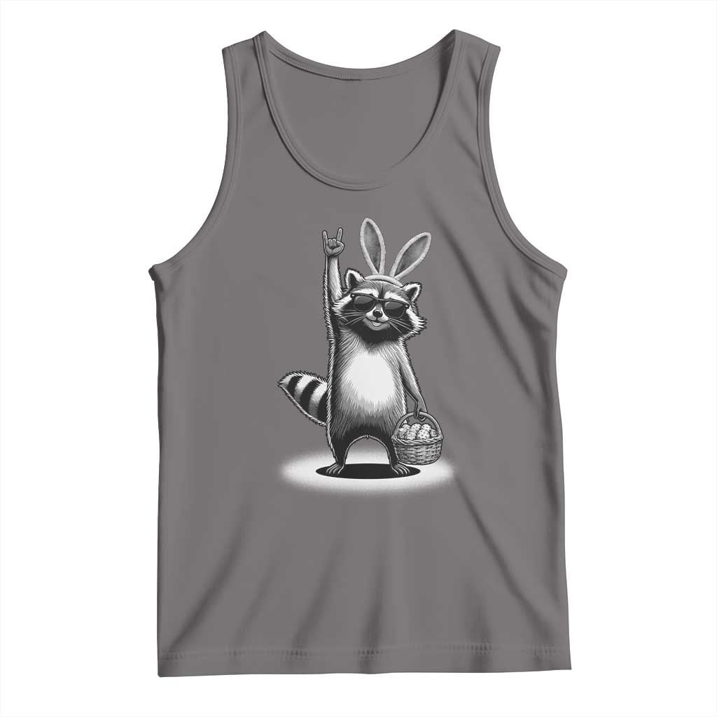 Retro Easter Raccoon Bunny Rock Hand Trash Panda Tank Top TS11 Deep Heather Print Your Wear