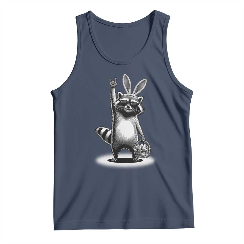 Retro Easter Raccoon Bunny Rock Hand Trash Panda Tank Top TS11 Navy Print Your Wear
